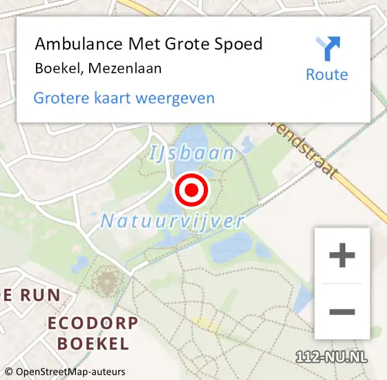 Locatie op kaart van de 112 melding: Ambulance Met Grote Spoed Naar Boekel, Mezenlaan op 30 oktober 2016 02:26