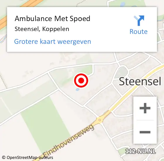 Locatie op kaart van de 112 melding: Ambulance Met Spoed Naar Steensel, Koppelen op 30 oktober 2016 03:23