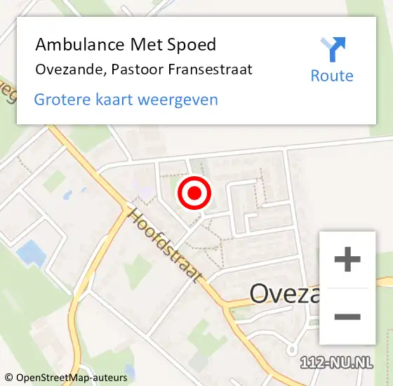 Locatie op kaart van de 112 melding: Ambulance Met Spoed Naar Ovezande, Pastoor Fransestraat op 30 oktober 2016 06:24