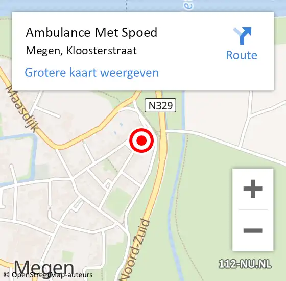 Locatie op kaart van de 112 melding: Ambulance Met Spoed Naar Megen, Kloosterstraat op 30 oktober 2016 12:15