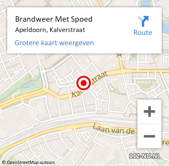 Locatie op kaart van de 112 melding: Brandweer Met Spoed Naar Apeldoorn, Kalverstraat op 31 december 2013 17:54