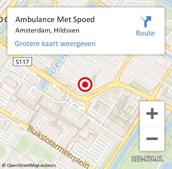 Locatie op kaart van de 112 melding: Ambulance Met Spoed Naar Amsterdam, Hildsven op 30 oktober 2016 18:58