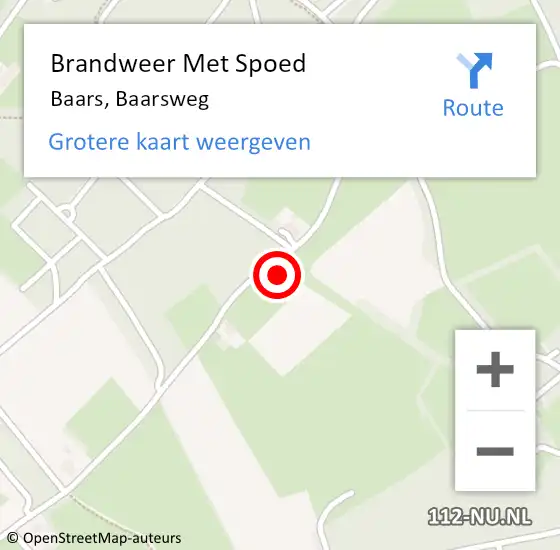 Locatie op kaart van de 112 melding: Brandweer Met Spoed Naar Baars, Baarsweg op 31 december 2013 18:13