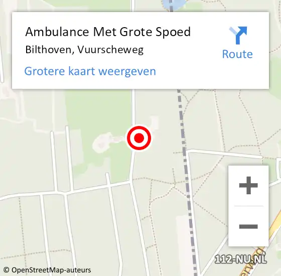Locatie op kaart van de 112 melding: Ambulance Met Grote Spoed Naar Bilthoven, Vuurscheweg op 30 oktober 2016 22:28