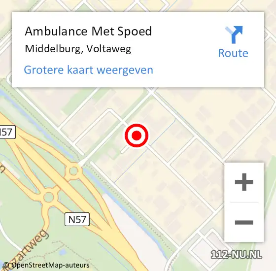 Locatie op kaart van de 112 melding: Ambulance Met Spoed Naar Middelburg, Voltaweg op 31 oktober 2016 06:07