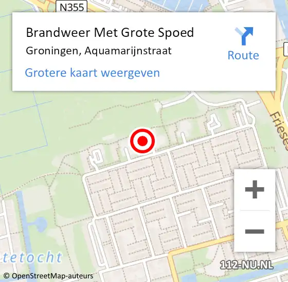 Locatie op kaart van de 112 melding: Brandweer Met Grote Spoed Naar Groningen, Aquamarijnstraat op 17 september 2013 20:40