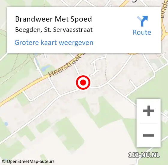 Locatie op kaart van de 112 melding: Brandweer Met Spoed Naar Beegden, St. Servaasstraat op 31 oktober 2016 13:48
