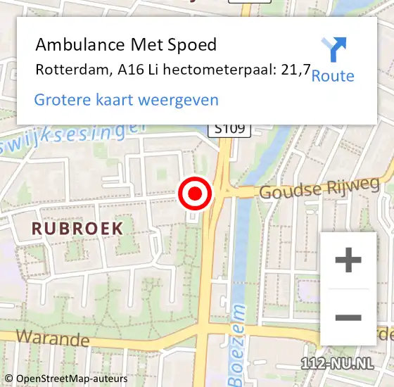 Locatie op kaart van de 112 melding: Ambulance Met Spoed Naar Rotterdam, Weegschaalhof op 31 oktober 2016 16:13