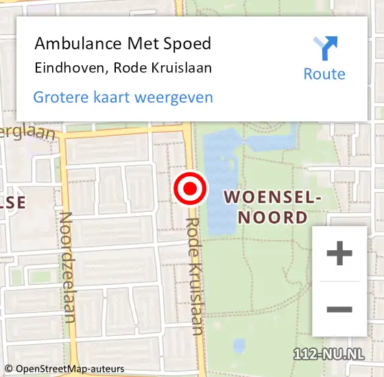 Locatie op kaart van de 112 melding: Ambulance Met Spoed Naar Eindhoven, Rode Kruislaan op 31 oktober 2016 16:29