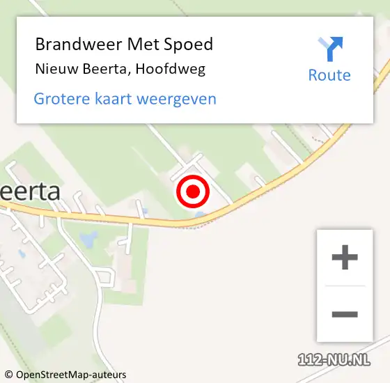 Locatie op kaart van de 112 melding: Brandweer Met Spoed Naar Nieuw Beerta, Hoofdweg op 31 oktober 2016 16:35