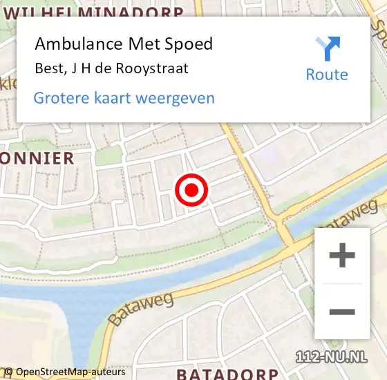 Locatie op kaart van de 112 melding: Ambulance Met Spoed Naar Best, J H de Rooystraat op 31 oktober 2016 22:34