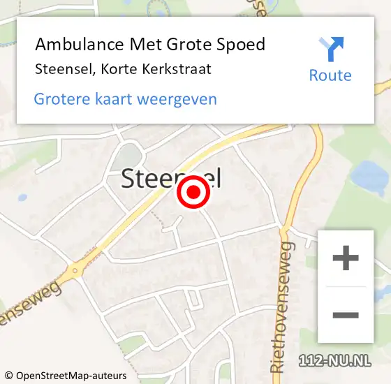Locatie op kaart van de 112 melding: Ambulance Met Grote Spoed Naar Steensel, Korte Kerkstraat op 1 november 2016 09:54