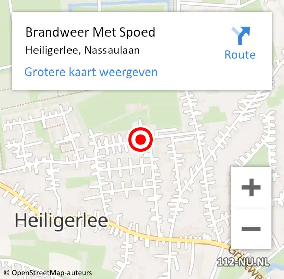 Locatie op kaart van de 112 melding: Brandweer Met Spoed Naar Heiligerlee, Nassaulaan op 31 december 2013 19:56