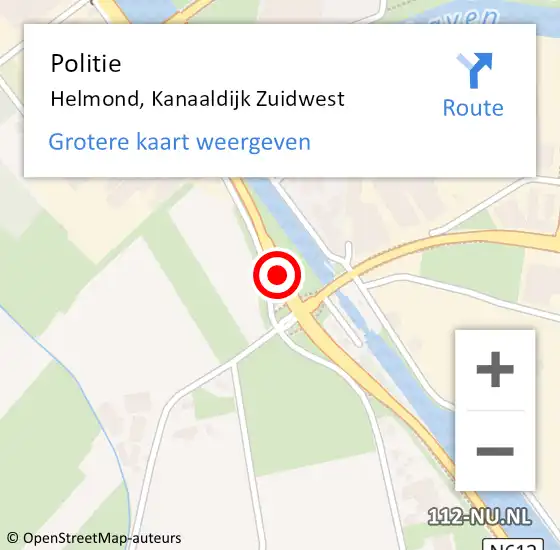 Locatie op kaart van de 112 melding: Politie Helmond, Kanaaldijk Zuid West op 1 november 2016 15:57