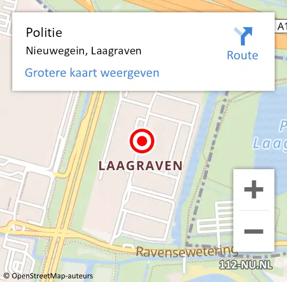 Locatie op kaart van de 112 melding: Politie Nieuwegein, Laagraven op 1 november 2016 15:58