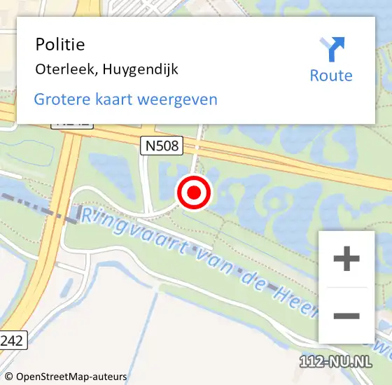 Locatie op kaart van de 112 melding: Politie Oterleek, Huygendijk op 1 november 2016 19:38
