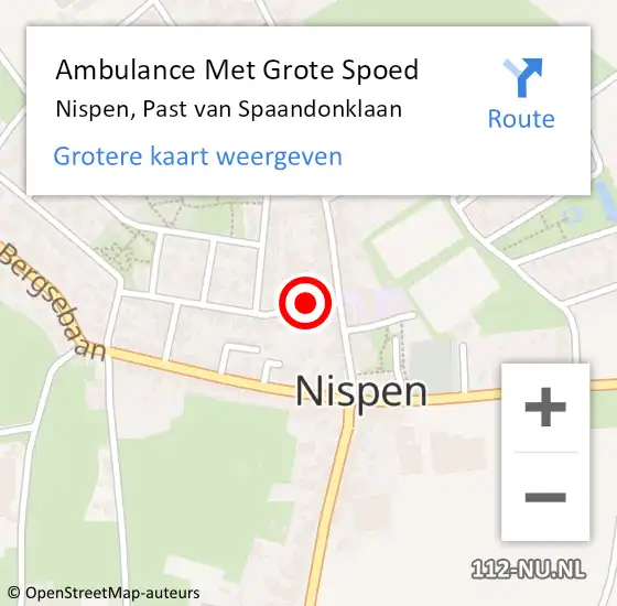 Locatie op kaart van de 112 melding: Ambulance Met Grote Spoed Naar Nispen, Past van Spaandonklaan op 2 november 2016 02:06