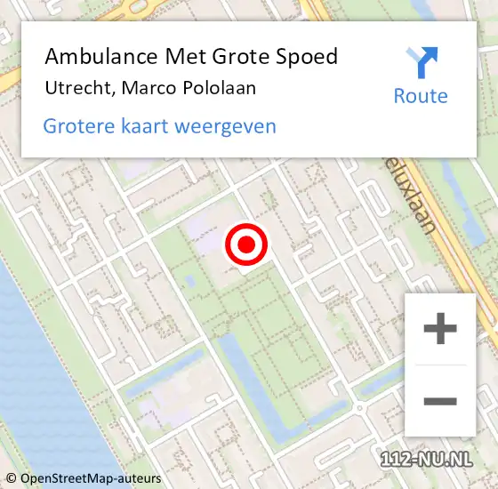 Locatie op kaart van de 112 melding: Ambulance Met Grote Spoed Naar Utrecht, Marco Pololaan op 2 november 2016 11:08