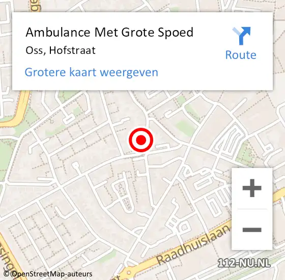Locatie op kaart van de 112 melding: Ambulance Met Grote Spoed Naar Oss, Hofstraat op 2 november 2016 19:18