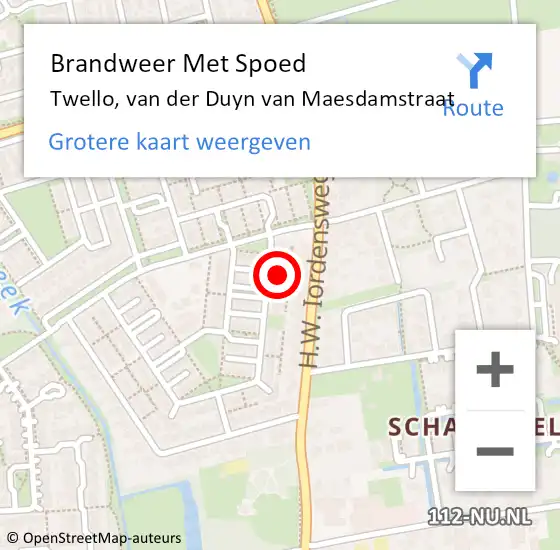Locatie op kaart van de 112 melding: Brandweer Met Spoed Naar Twello, van der Duyn van Maesdamstraat op 31 december 2013 21:31