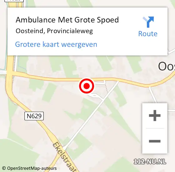 Locatie op kaart van de 112 melding: Ambulance Met Grote Spoed Naar Oosteind, Provincialeweg op 2 november 2016 22:26