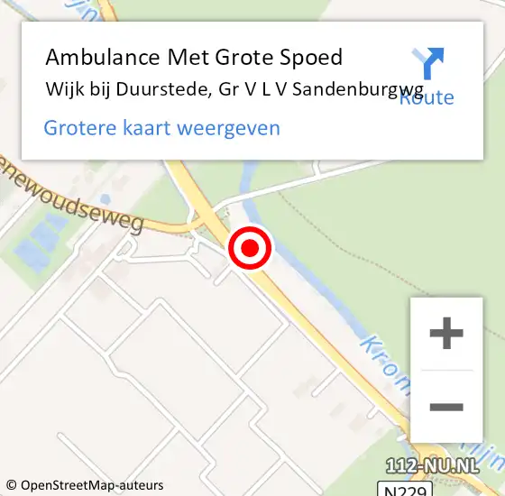 Locatie op kaart van de 112 melding: Ambulance Met Grote Spoed Naar Wijk bij Duurstede, Gr V L V Sandenburgwg op 3 november 2016 03:29