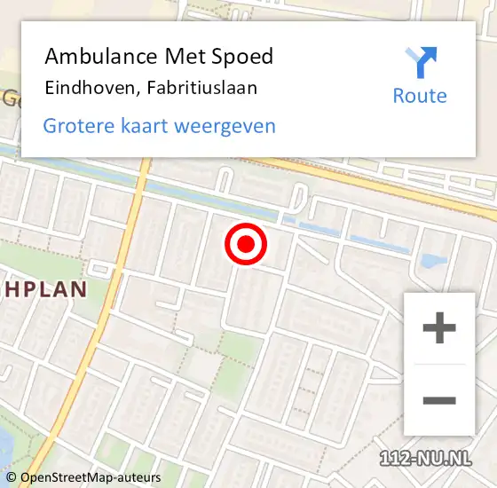 Locatie op kaart van de 112 melding: Ambulance Met Spoed Naar Eindhoven, Fabritiuslaan op 3 november 2016 07:00