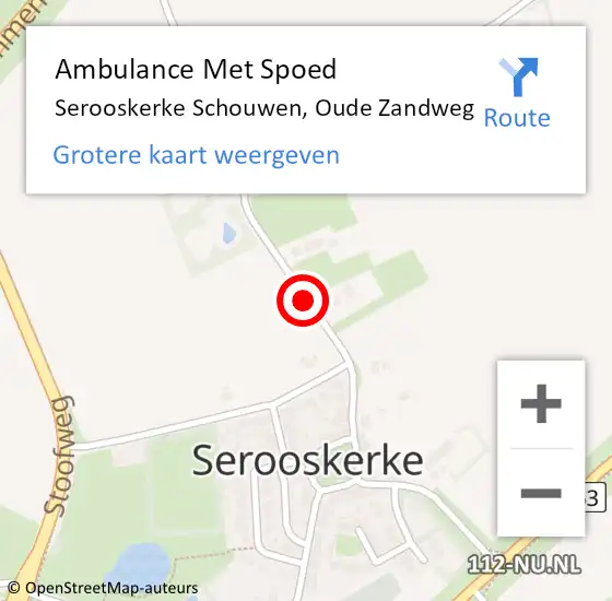 Locatie op kaart van de 112 melding: Ambulance Met Spoed Naar Serooskerke Schouwen, Oude Zandweg op 3 november 2016 13:50