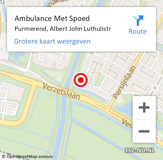 Locatie op kaart van de 112 melding: Ambulance Met Spoed Naar Purmerend, Albert John Luthulistr op 3 november 2016 16:34