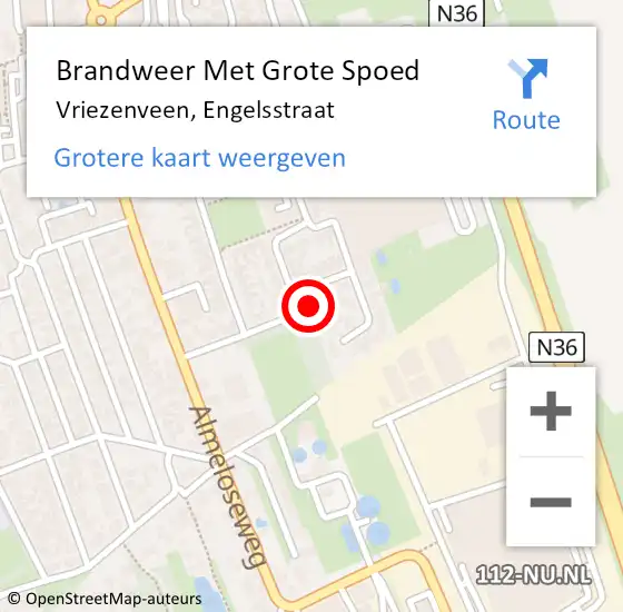 Locatie op kaart van de 112 melding: Brandweer Met Grote Spoed Naar Vriezenveen, Engelsstraat op 17 september 2013 21:39