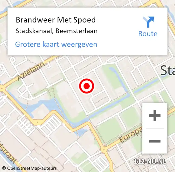 Locatie op kaart van de 112 melding: Brandweer Met Spoed Naar Stadskanaal, Beemsterlaan op 31 december 2013 23:09