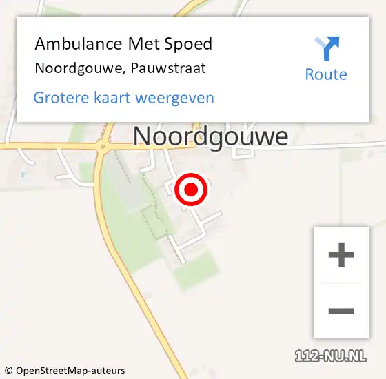 Locatie op kaart van de 112 melding: Ambulance Met Spoed Naar Noordgouwe, Pauwstraat op 4 november 2016 18:51