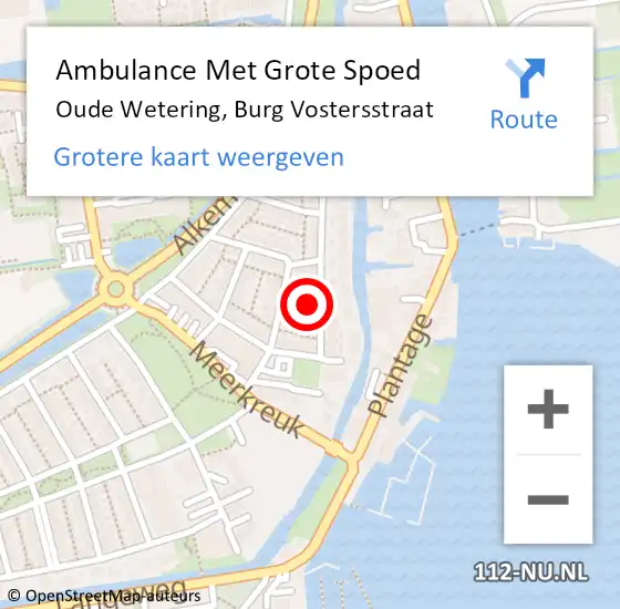 Locatie op kaart van de 112 melding: Ambulance Met Grote Spoed Naar Oude Wetering, Burg Vostersstraat op 4 november 2016 19:34