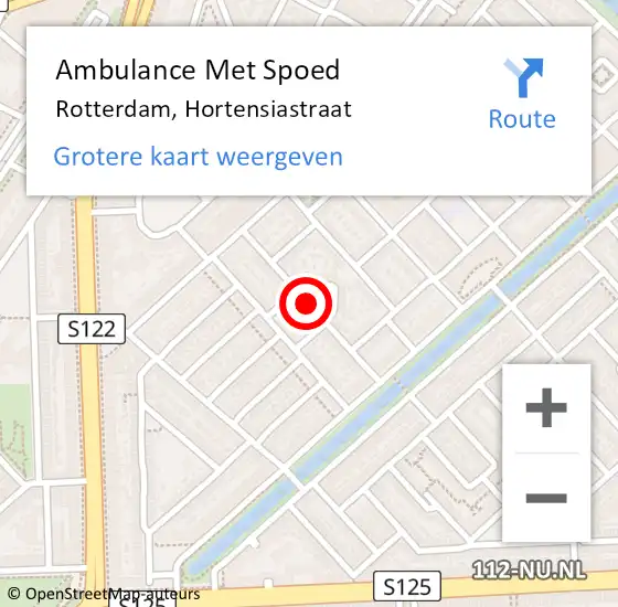 Locatie op kaart van de 112 melding: Ambulance Met Spoed Naar Rotterdam, Hortensiastraat op 4 november 2016 20:35