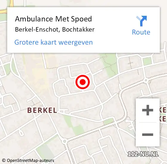 Locatie op kaart van de 112 melding: Ambulance Met Spoed Naar Berkel-Enschot, Bochtakker op 4 november 2016 22:46