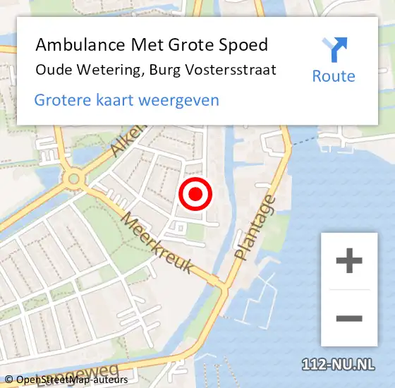 Locatie op kaart van de 112 melding: Ambulance Met Grote Spoed Naar Oude Wetering, Burg Vostersstraat op 4 november 2016 23:00