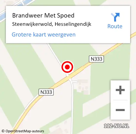 Locatie op kaart van de 112 melding: Brandweer Met Spoed Naar Steenwijkerwold, Hesselingendijk op 5 november 2016 01:12