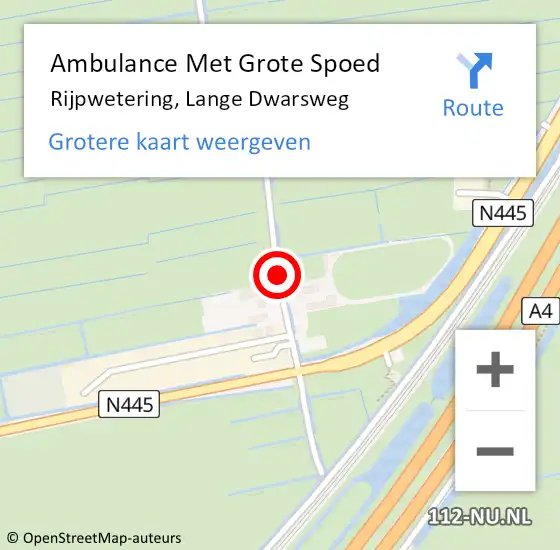 Locatie op kaart van de 112 melding: Ambulance Met Grote Spoed Naar Rijpwetering, Lange Dwarsweg op 5 november 2016 18:37
