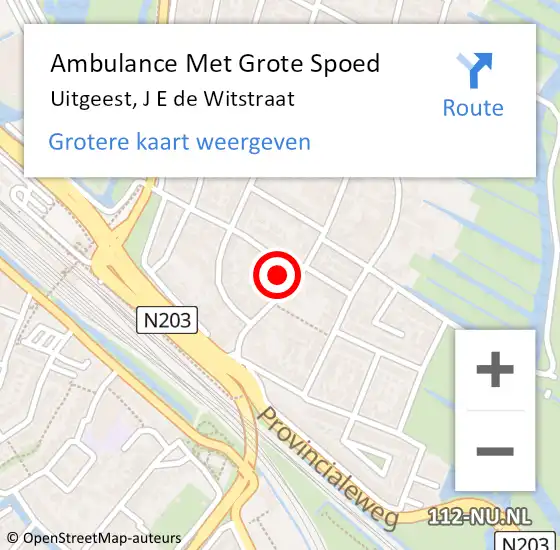 Locatie op kaart van de 112 melding: Ambulance Met Grote Spoed Naar Uitgeest, J E de Witstraat op 5 november 2016 20:46