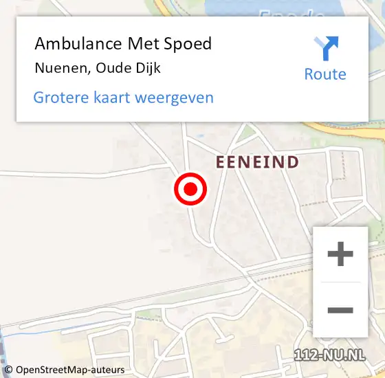 Locatie op kaart van de 112 melding: Ambulance Met Spoed Naar Nuenen, Oude Dijk op 6 november 2016 07:45