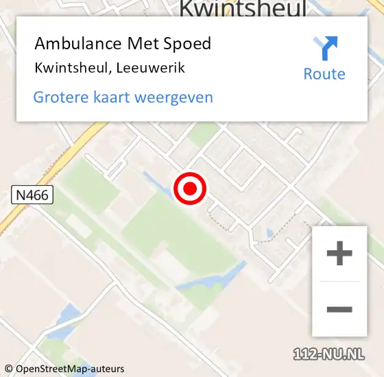 Locatie op kaart van de 112 melding: Ambulance Met Spoed Naar Kwintsheul, Leeuwerik op 6 november 2016 15:22