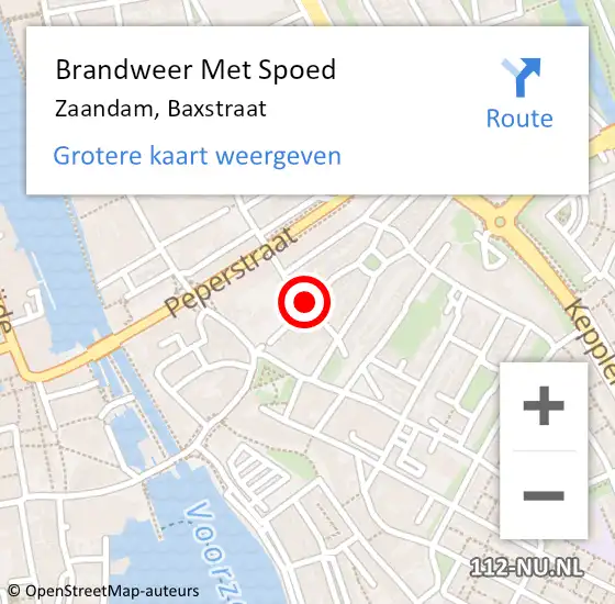 Locatie op kaart van de 112 melding: Brandweer Met Spoed Naar Zaandam, Baxstraat op 6 november 2016 16:08