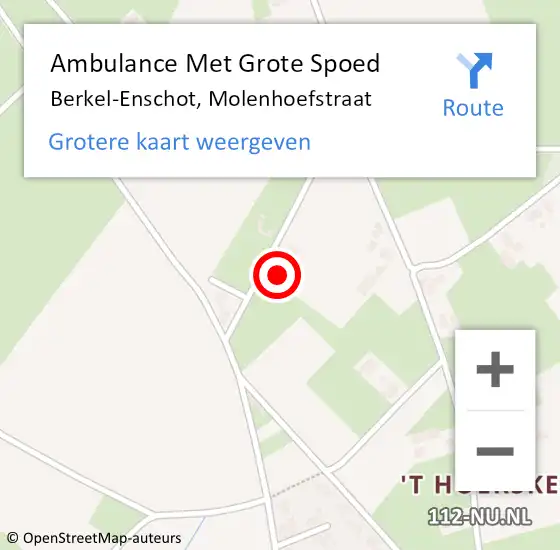 Locatie op kaart van de 112 melding: Ambulance Met Grote Spoed Naar Berkel-Enschot, Molenhoefstraat op 6 november 2016 18:14