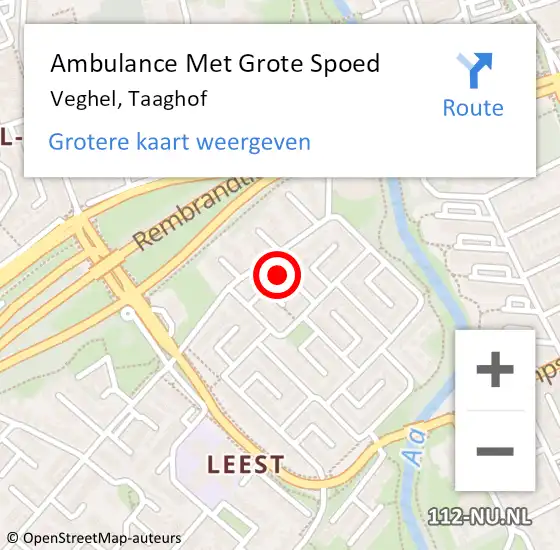 Locatie op kaart van de 112 melding: Ambulance Met Grote Spoed Naar Veghel, Taaghof op 6 november 2016 18:22