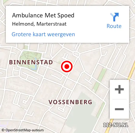 Locatie op kaart van de 112 melding: Ambulance Met Spoed Naar Helmond, Marterstraat op 7 november 2016 04:16