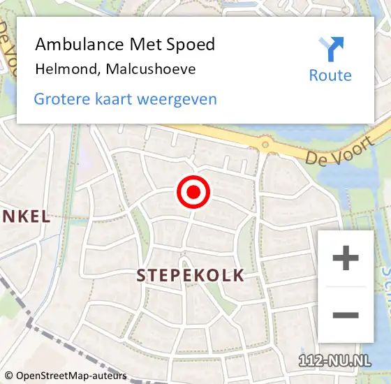 Locatie op kaart van de 112 melding: Ambulance Met Spoed Naar Helmond, Malcushoeve op 7 november 2016 09:13