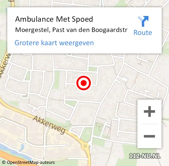 Locatie op kaart van de 112 melding: Ambulance Met Spoed Naar Moergestel, Past van den Boogaardstr op 7 november 2016 10:26