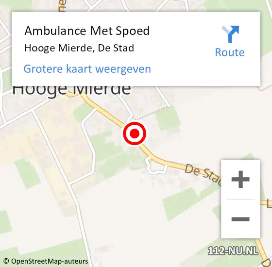 Locatie op kaart van de 112 melding: Ambulance Met Spoed Naar Hooge Mierde, De Stad op 7 november 2016 10:49