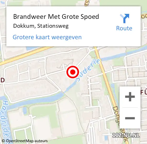Locatie op kaart van de 112 melding: Brandweer Met Grote Spoed Naar Dokkum, Stationsweg op 7 november 2016 11:16