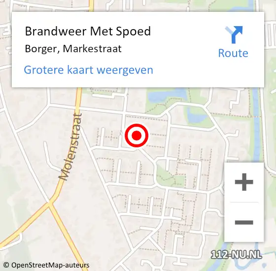 Locatie op kaart van de 112 melding: Brandweer Met Spoed Naar Borger, Markestraat op 7 november 2016 11:43